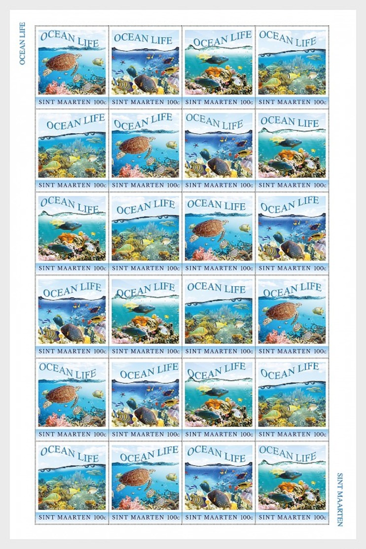 H01 Netherlands Sint Maarten 2018 Ocean Life Turtles Fish Corals MNH ** - Curaçao, Antille Olandesi, Aruba