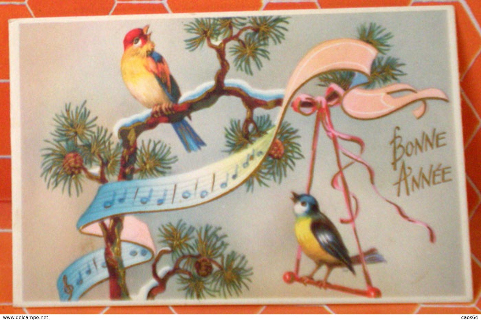 Bonne Anne Buon Natale Uccelli Birds MIGNONETTE Biglietto Auguri - Nouvel An