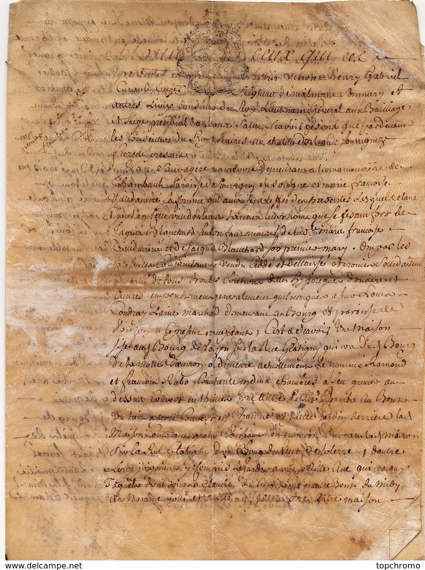 Acte Notarial Manuscrit Sur Parchemin Cachet Généralité Orléans Vente Maison Vouzon Lamotte Sur Beuvron 4 Pages 1768 - Cachets Généralité
