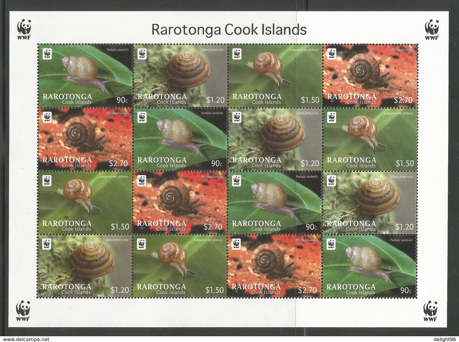 2012 Rarotonga WWF Cook Islands Land Snails Sheetlet (** / MNH / UMM) - Unused Stamps