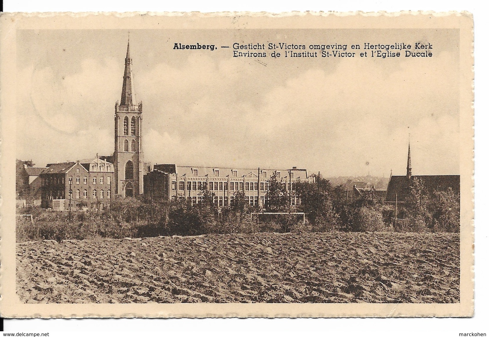 Beersel-Alsemberg (1652) : Environs De L'Institut Saint-Victor Et De L'Eglise Ducale. CPSM Peu Courante. - Beersel