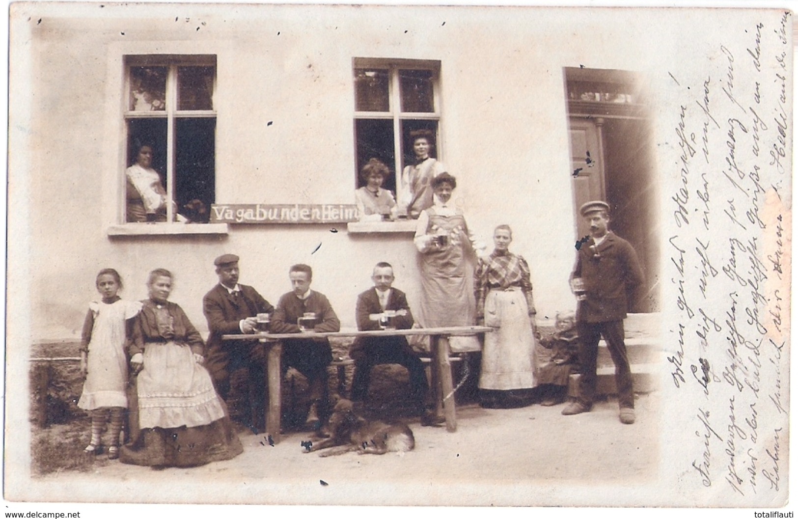 WERLITZSCH Gem Wiedemar Vagabunden Heim Sommerfrischler Versorgung  Unterkunftshaus Original Private Fotokarte 25.7.1906 - Delitzsch