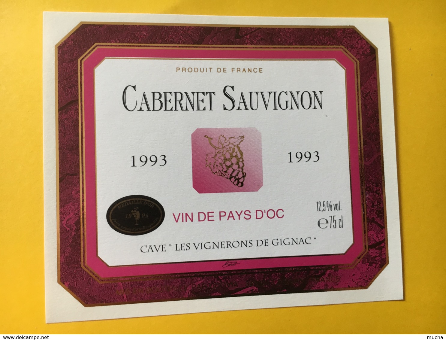 8988 - Cabernet Sauvignon 1993 Les Vignerons De Gignac - Vin De Pays D'Oc