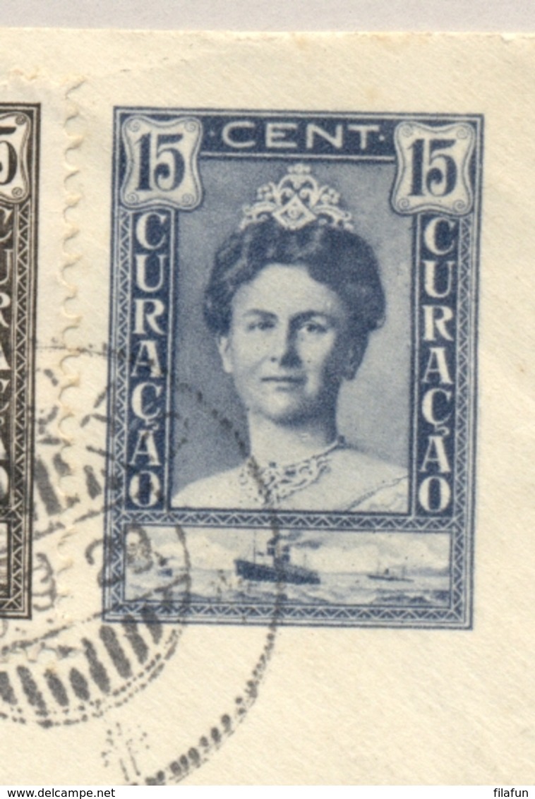 Curacao - 1929 - 15 Cent Wilhelmina, Envelop G26 + 35c + 50c LP, Airmail Van KB Curacao Naar Balboa / Canal Zone - Curaçao, Nederlandse Antillen, Aruba