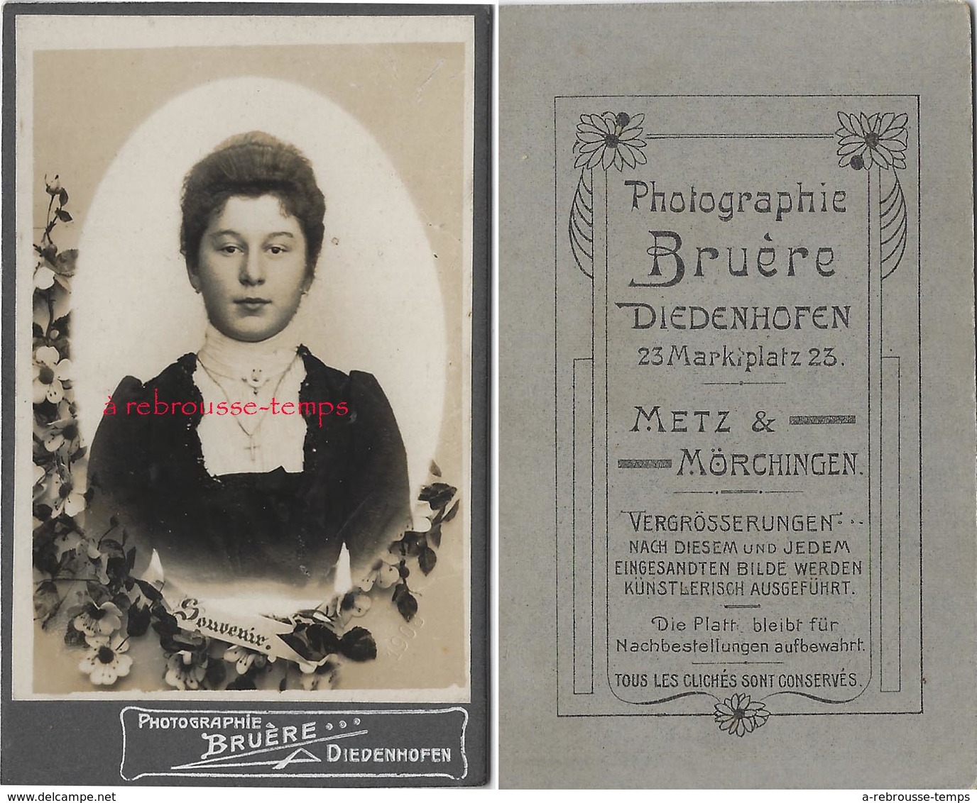 Photo CDV Portrait Souvenir D'une Jeune Femme Décédée-photographie Bruère à Diedenhofen (Thionville) - Oud (voor 1900)