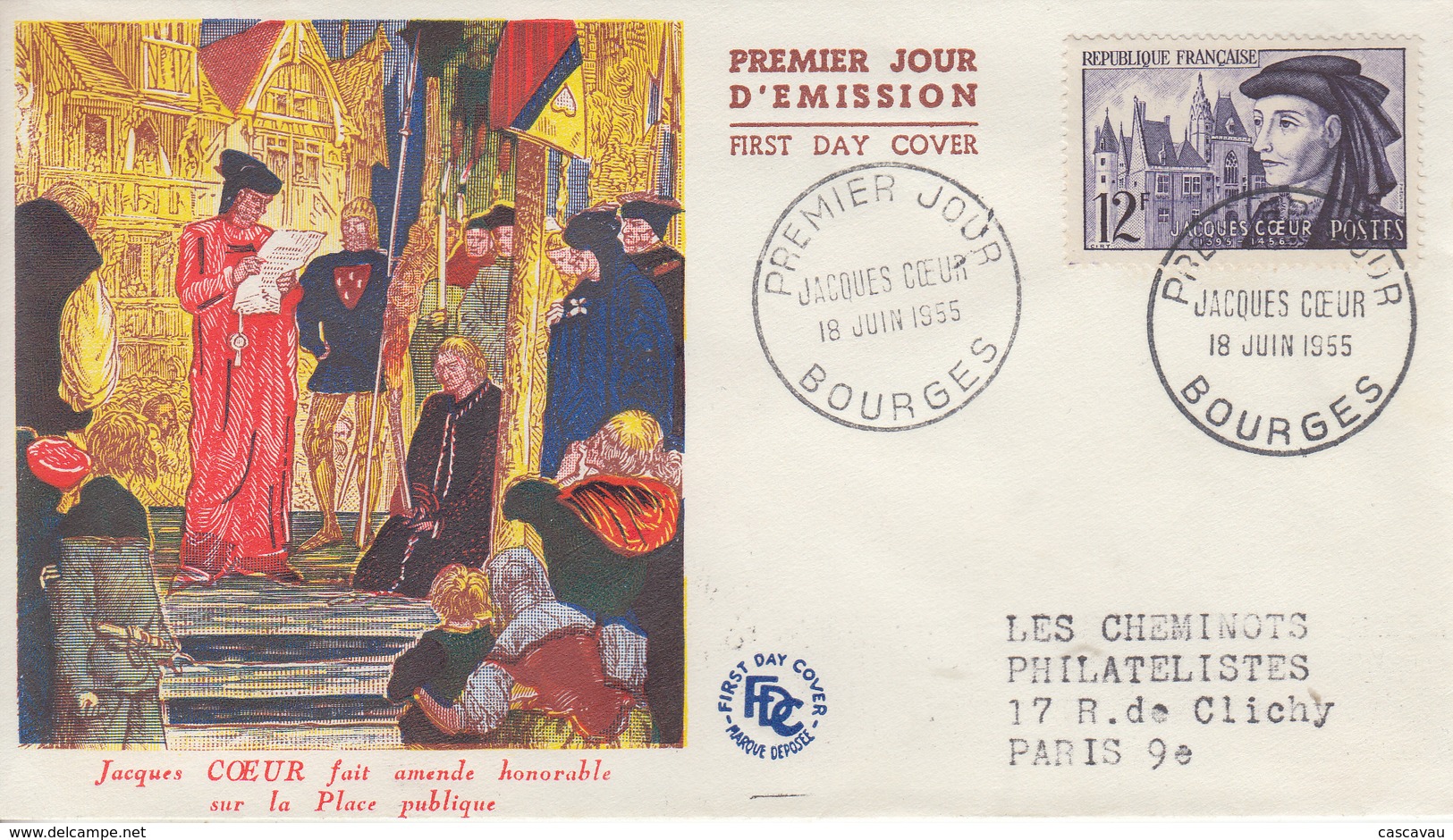 Enveloppe  FDC  1er  Jour   FRANCE   Jacques  COEUR    BOURGES   1955 - 1950-1959