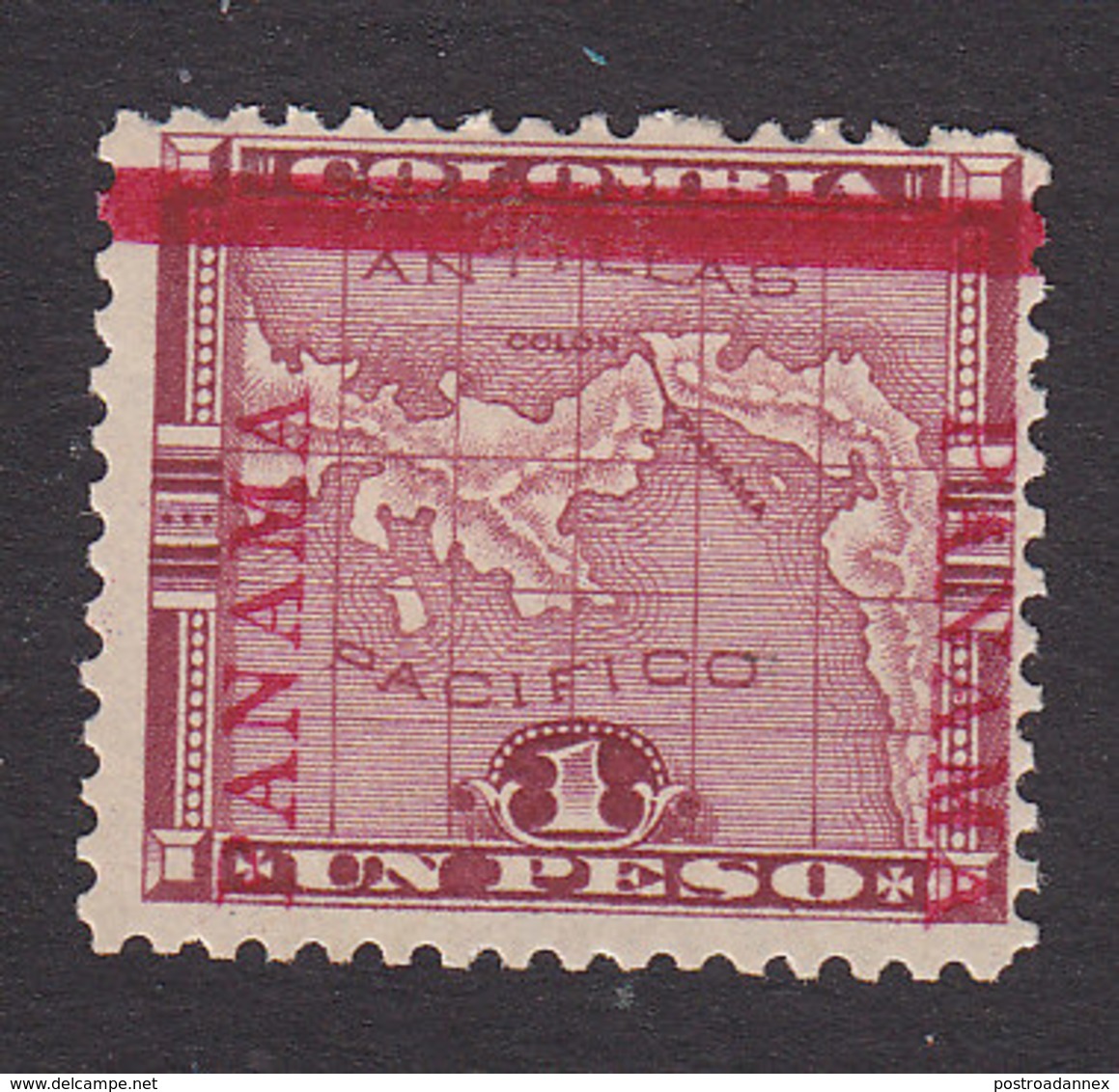 Panama, Scott #82, Mint Hinged, Map Overprinted, Issued 1904 - Panama