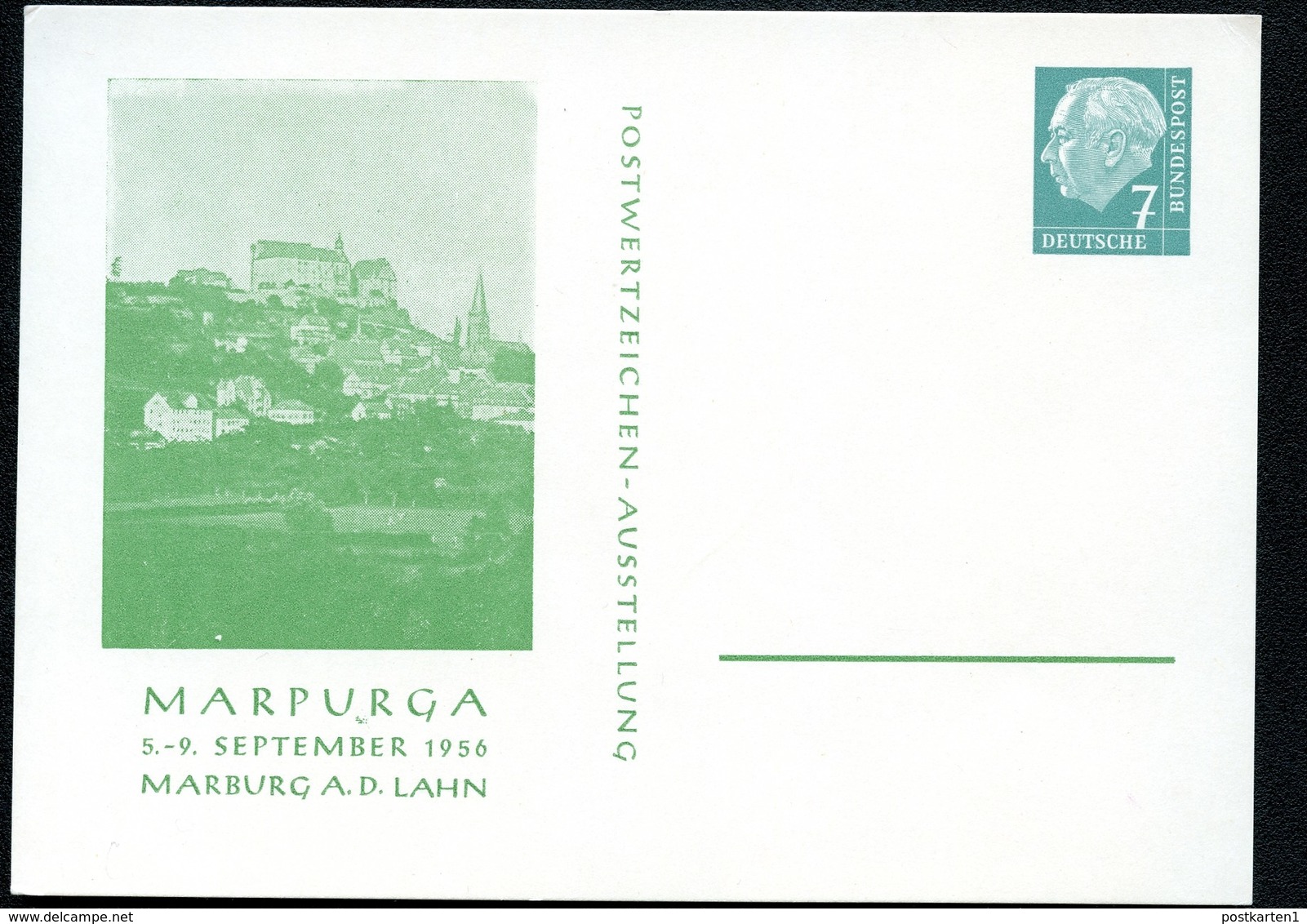 Bund PP6 D2/002-1-2 MARBURG SCHLOSS + ELISABETHKIRCHE 1956  NGK 20,00€ - Private Postcards - Mint