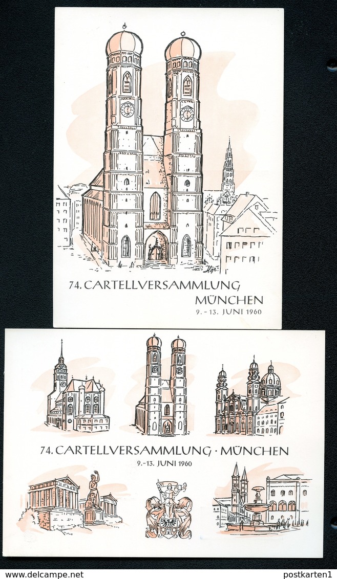 Bund PP9 D2/002-1+2  BAUWERKE MÜNCHEN 1960  NGK 24,00€ - Cartes Postales Privées - Neuves