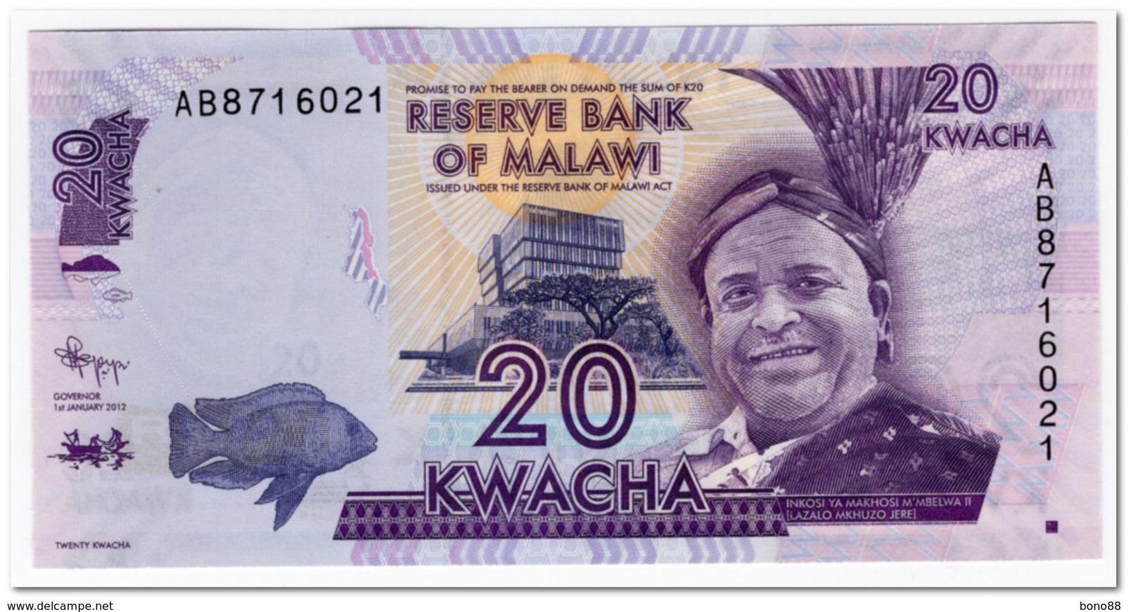 MALAWI,20 KWACHA,2012,P.57,UNC - Malawi