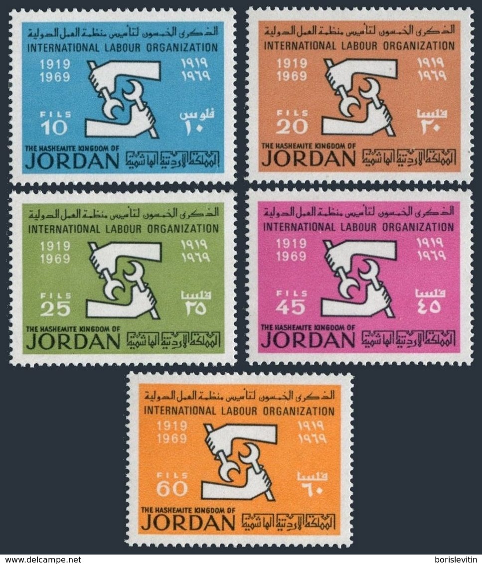 Jordan 565-569,MNH.Michel 693-697. ILO,50th Ann.1969. - Jordan