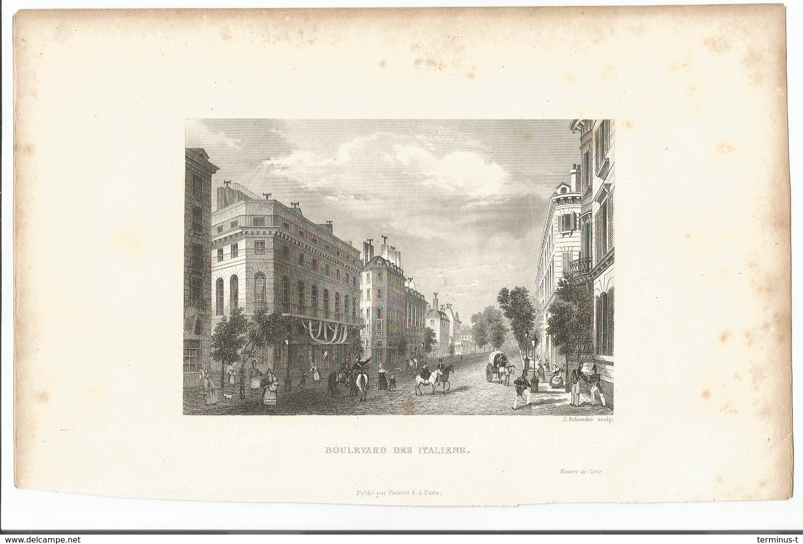 Paris. Boulevard Des Italiens. Gravure Originale 1839. - Estampes & Gravures