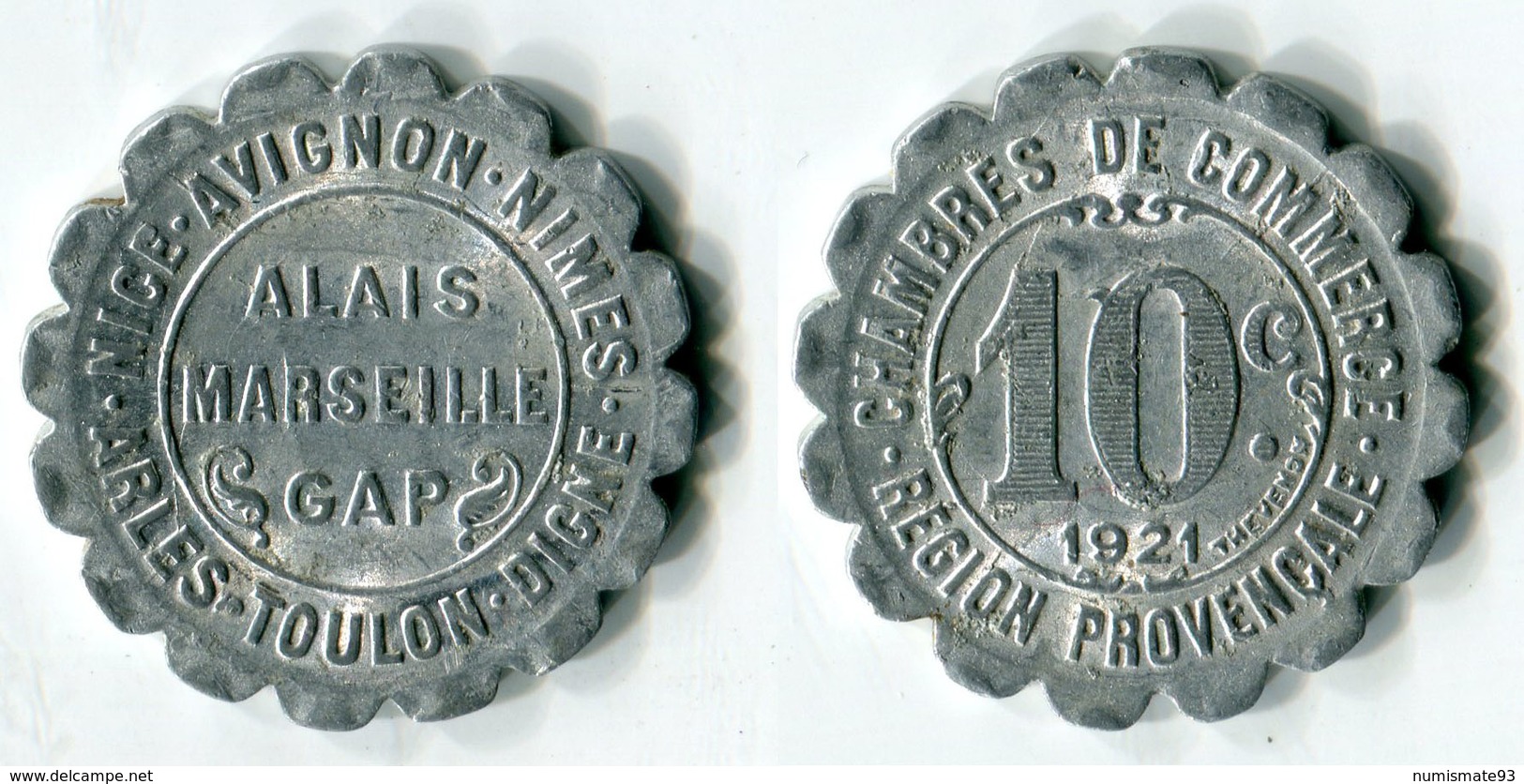 N93-0542 - Monnaie De Nécessité - Région Provençale - Chambres De Commerce - 10 Centimes 1921 - Monetary / Of Necessity