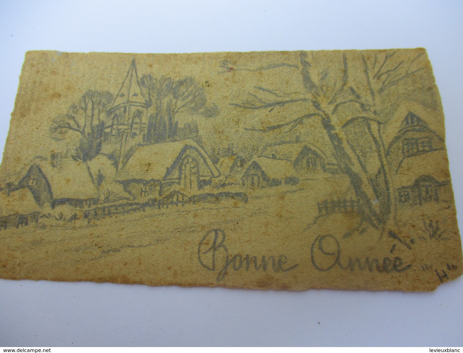 Petite Carte De Voeux /Bonne Année/  Dessin Crayon Mine  / Cicé - Hue/ Occupation/ 1944       CVE146 - New Year