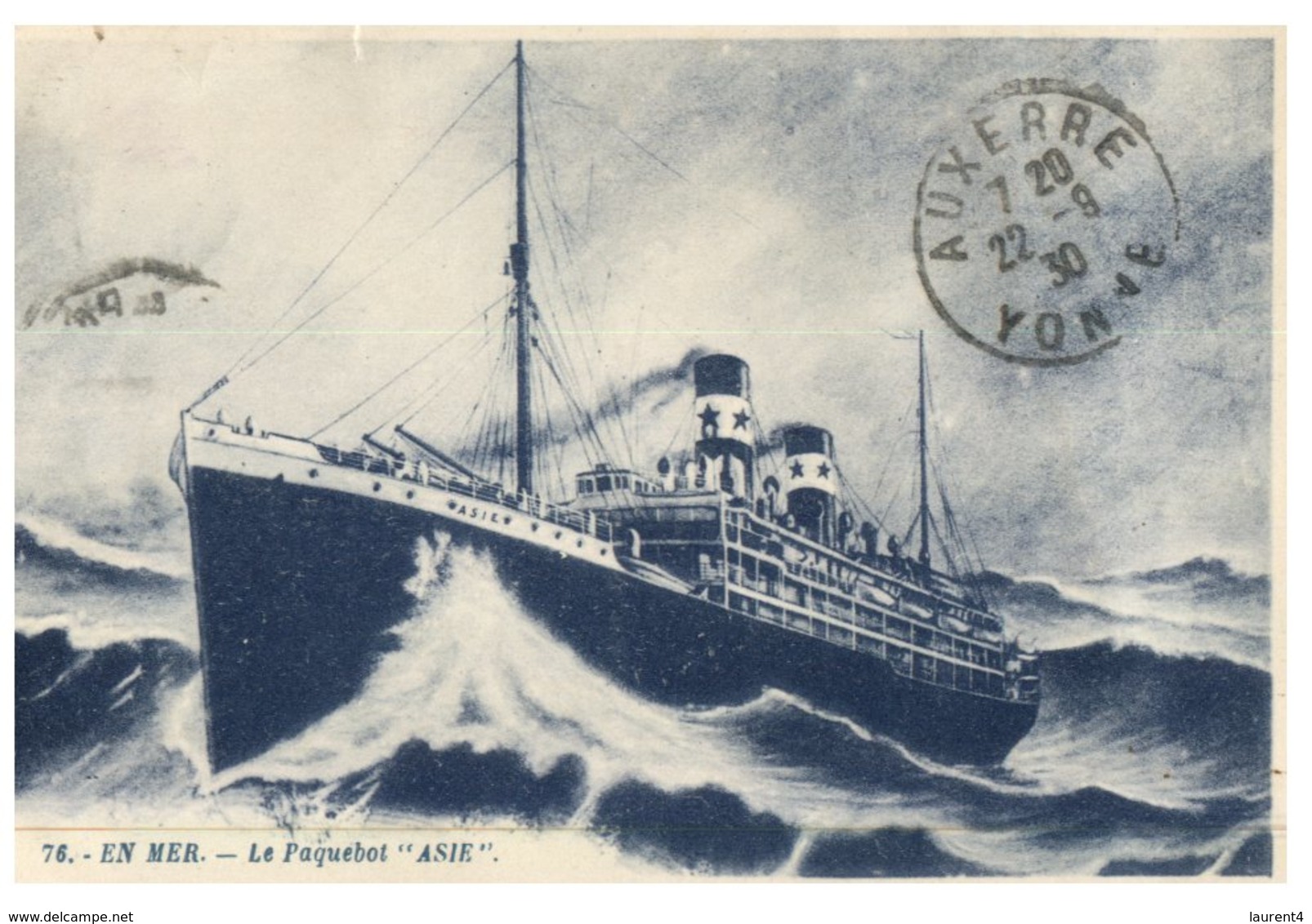 (ORL 638) Very Old Postcard - At Sea - Cruise Sip / Paquebot Asie - Dampfer