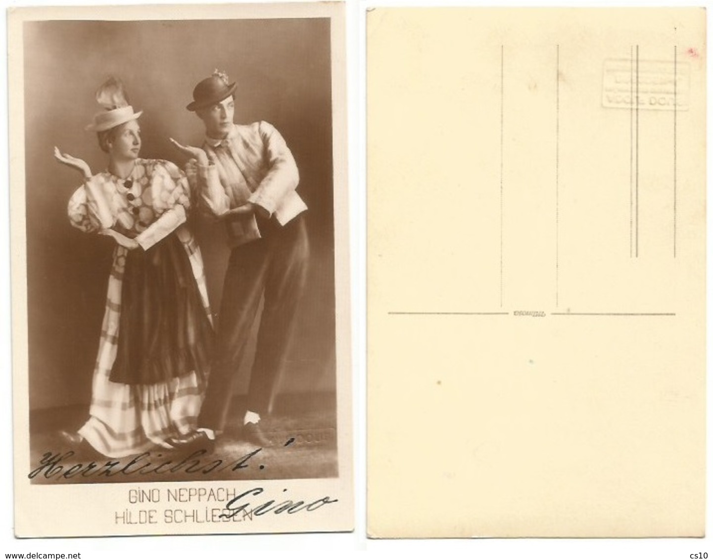 Gino Neppach & Hilde Schlieben Ballet Dancers - Pcard Signed Gino Non Traveled - Danza