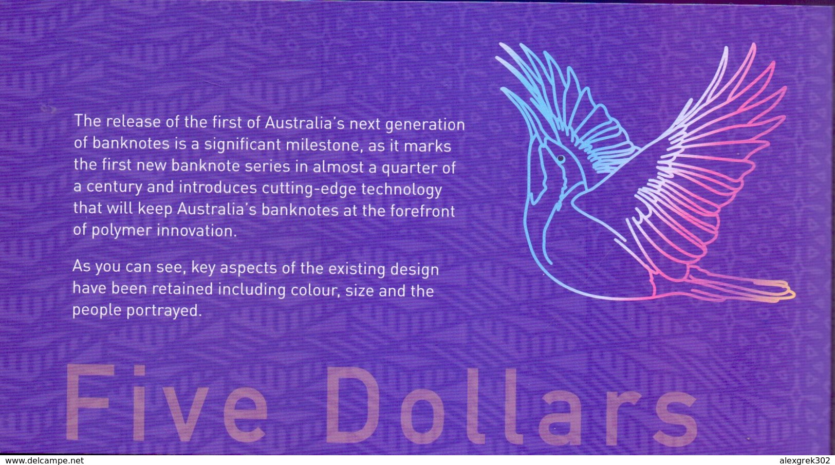 Australia - 5 Dollars 2016 Polymer Booklet (series EC ) UNC. - 2005-... (polymer Notes)