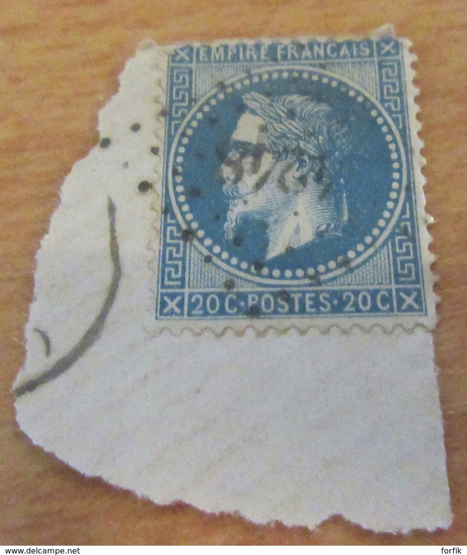 Timbre Napoléon III Lauré 20c Bleu YT N°29B Oblitéré Sur Fragment - Losange PC 4248 (Ugine) - 1863-1870 Napoléon III Lauré