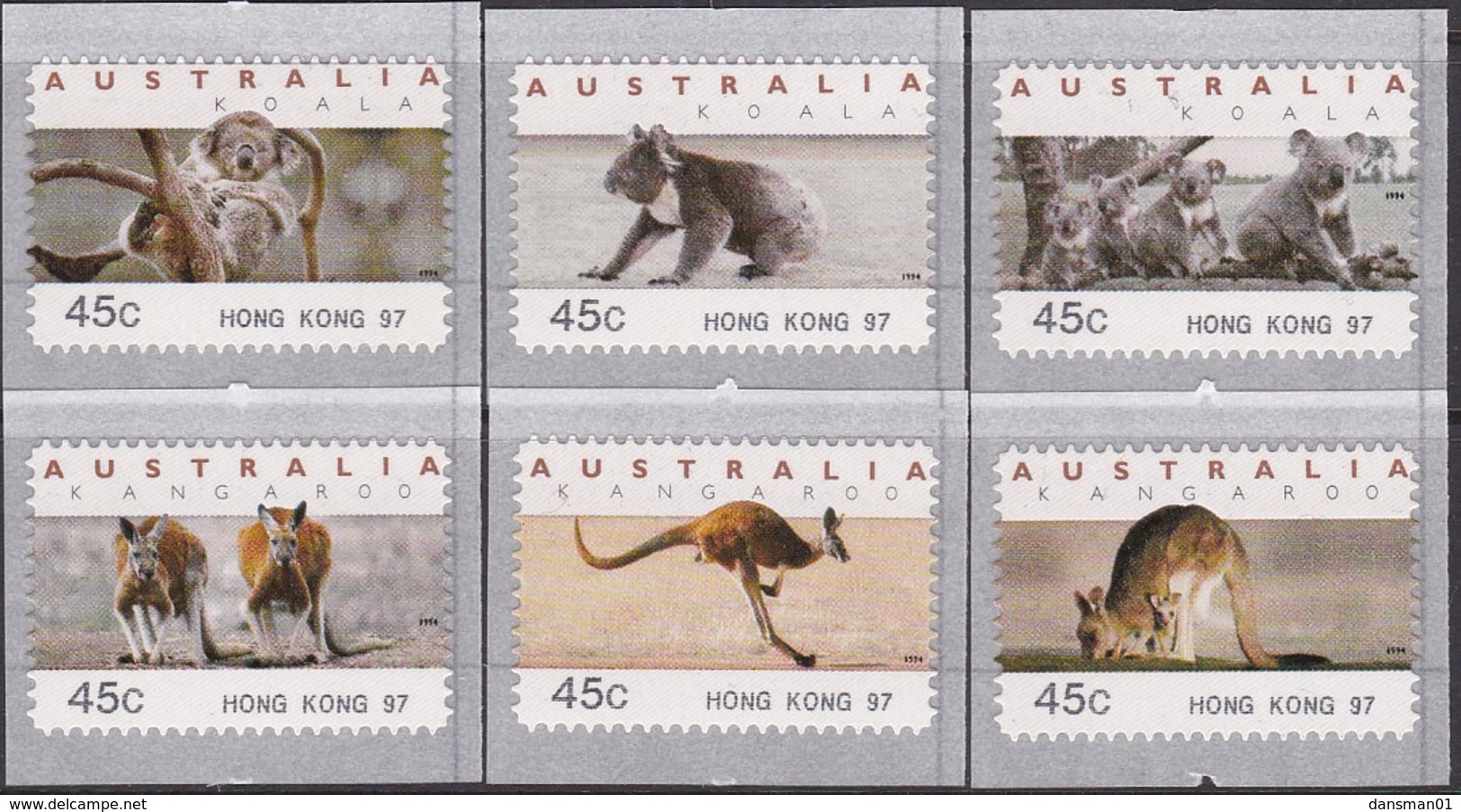 Australia 1997 Counter Printed Labels "Hong Kong '97" Mint Never Hinged - Nuevos