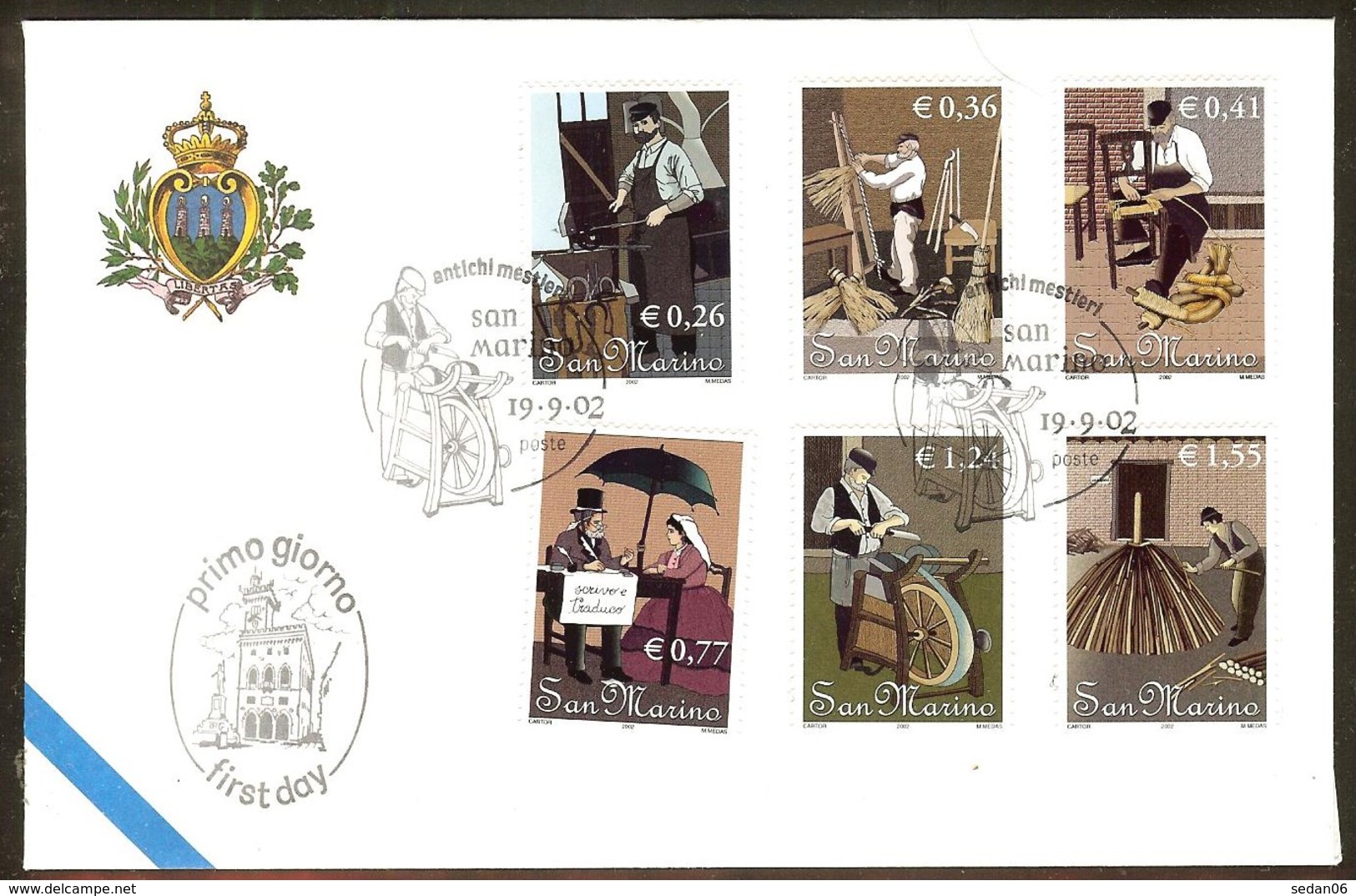 SAINT-MARIN FDC Des Timbres N°1825/1830 - FDC