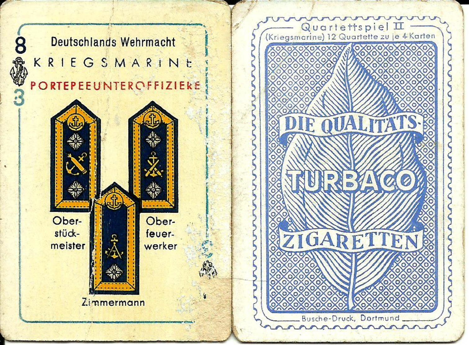 RARE LOT DE 9 CARTES WW2 ALLEMANDE KRIEGSMARINE ISSUS DE PAQUET DE CIGARETTES