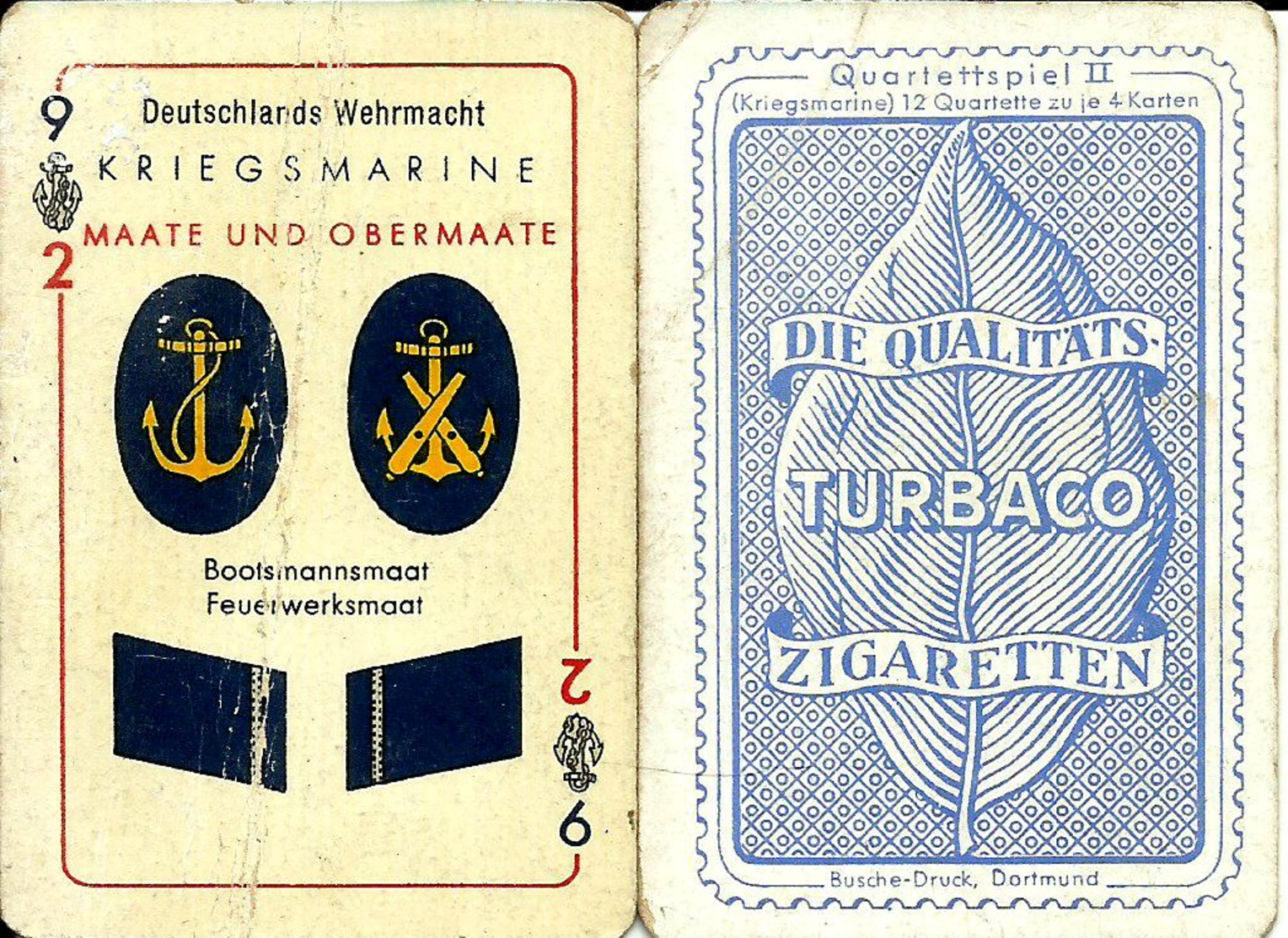 RARE LOT DE 9 CARTES WW2 ALLEMANDE KRIEGSMARINE ISSUS DE PAQUET DE CIGARETTES