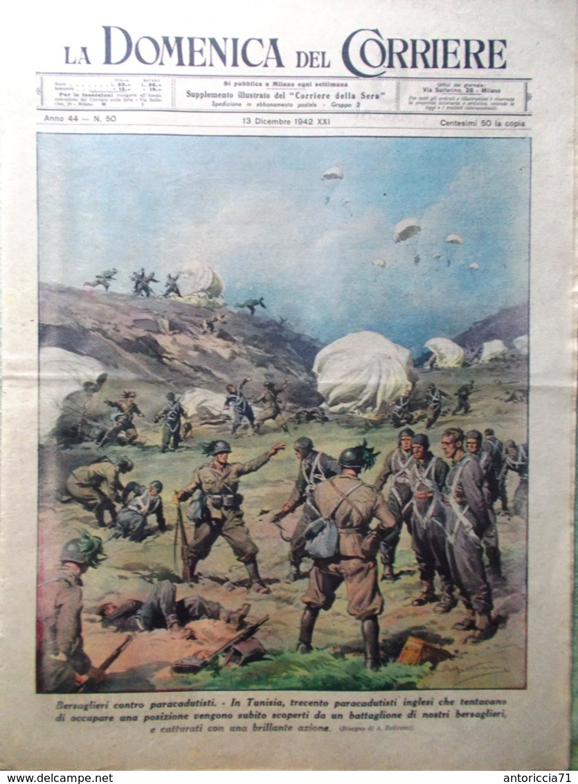 La Domenica Del Corriere 13 Dicembre 1942 WW2 Filippo Pacini Colera Caucaso Duce - Guerra 1939-45