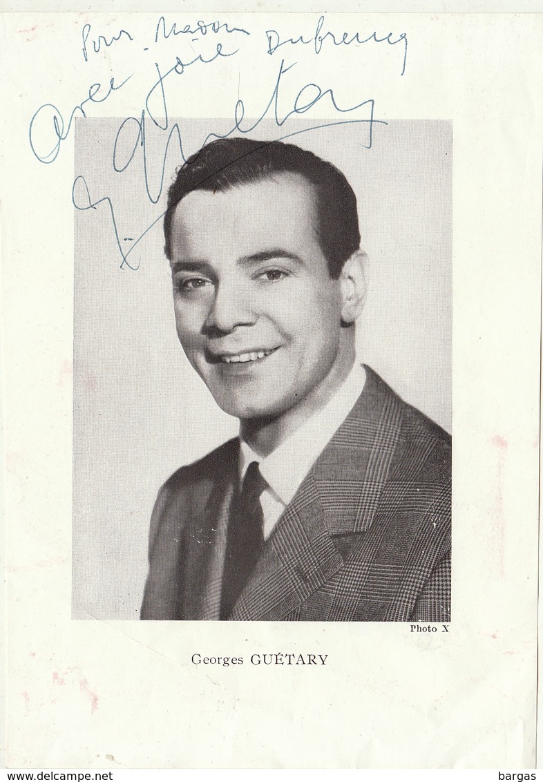 Autographe De Georges Guétary Chanteur Opera Operette - Autres & Non Classés