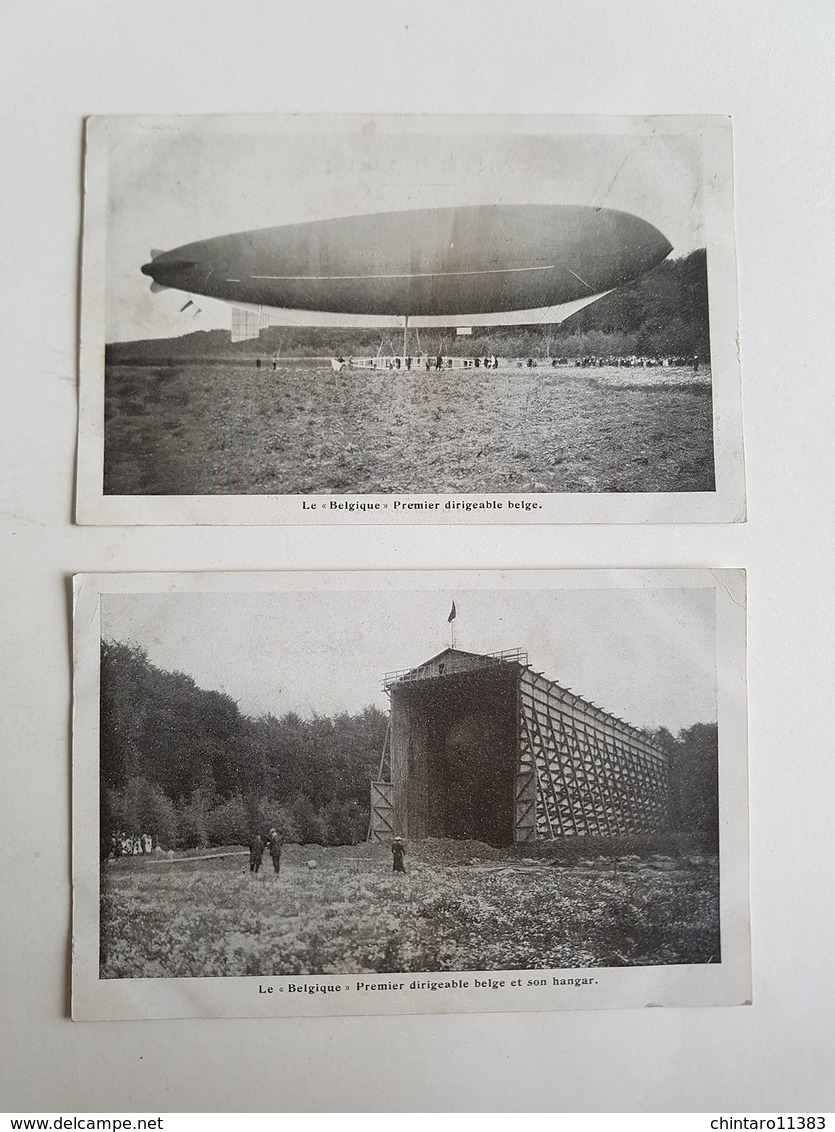 Lot 2 CP's "Le "Belgique" Premier Dirigeable Belge Et Son Hangar" - 1909 - Dirigeables