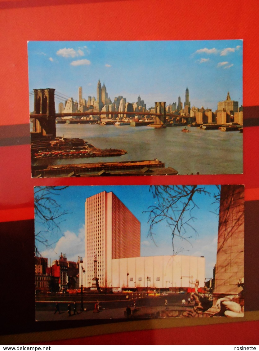 NEW YORK CITY 6LOWER MANHATTAN SKYLINE SHOWING BROOKLYN BRIDGE   +   NEW YORK COLISEUM - Colecciones & Lotes