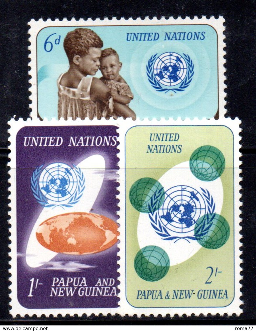 R125 - PAPUA NUOVA GUINEA 1965 ,serie Yvert N. 80/82  ***  MNH  Onu - Papua Nuova Guinea