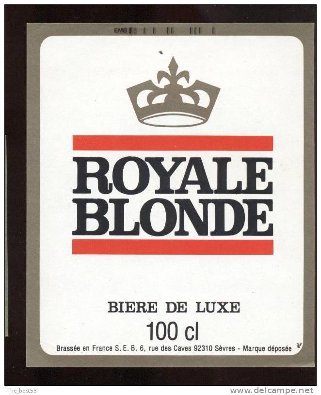 étiquettes De Bière  -  Royale Blonde  -  SEB à Sèvres (92) - Bière