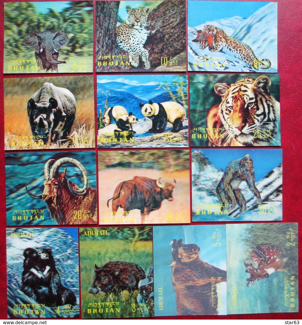 BHUTAN  1970 Wild Animals 13 V  3D Complete Set  MNH - Other & Unclassified