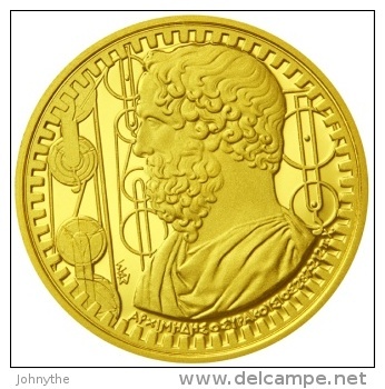 Greece 2015 Archimedes gold coin 200 euros UNC with box and certificate