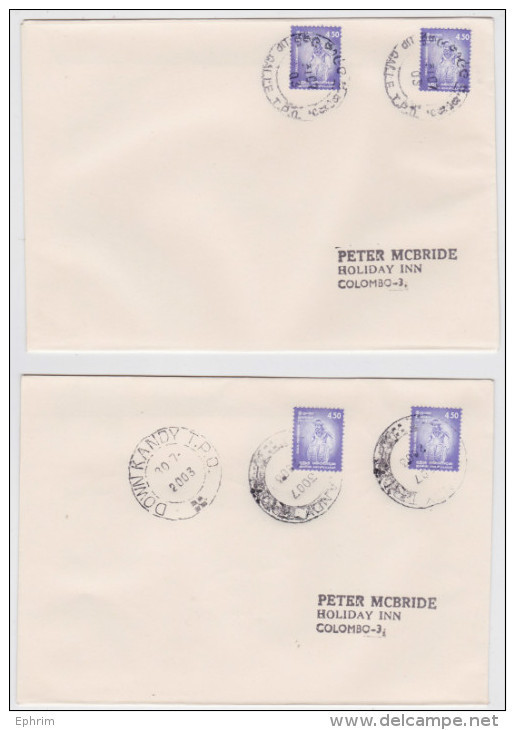 SRI LANKA - CEYLAN - Lot De 2 Enveloppes Kandy Et Galle TPO 2003 - Travelling Post Office - Railway - Poste Ferroviaire - Sri Lanka (Ceylan) (1948-...)