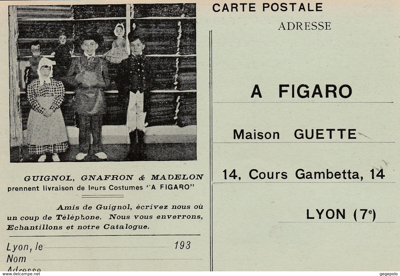 LYON 7ème - A. FIGARO - Maison GUETTE , 14 Cours Gambetta - Lyon 7