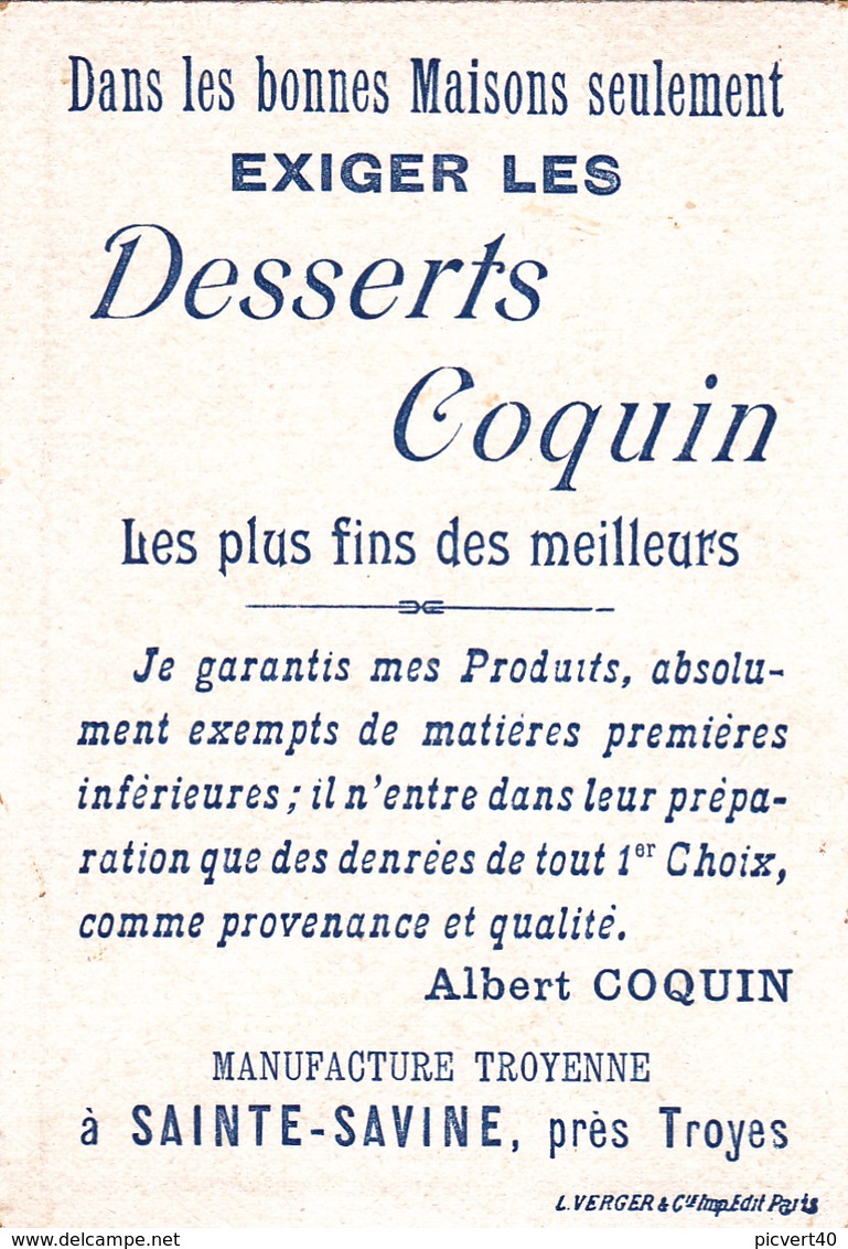 Carte Chromo,dessers  Albert Coquin,manufacture  Troyenne à Ste Savine,le Talisman - Other & Unclassified
