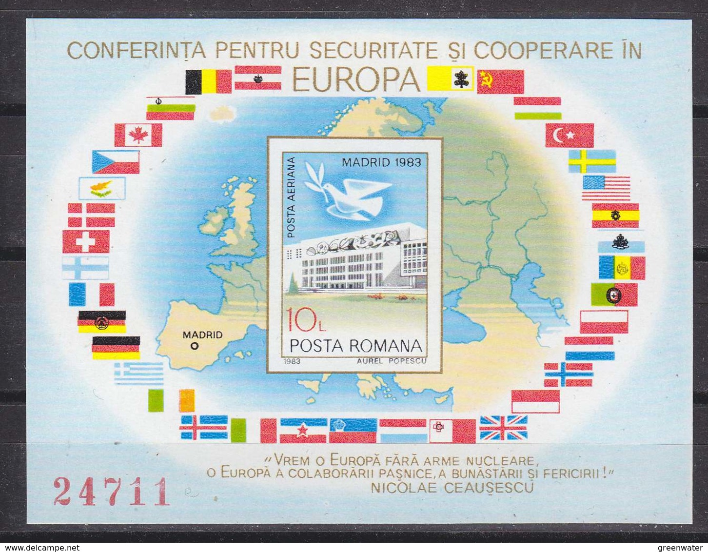 Romania 1983 KSZE / OSCE M/s IMPERFORATED ** Mnh (41090) - Europese Gedachte
