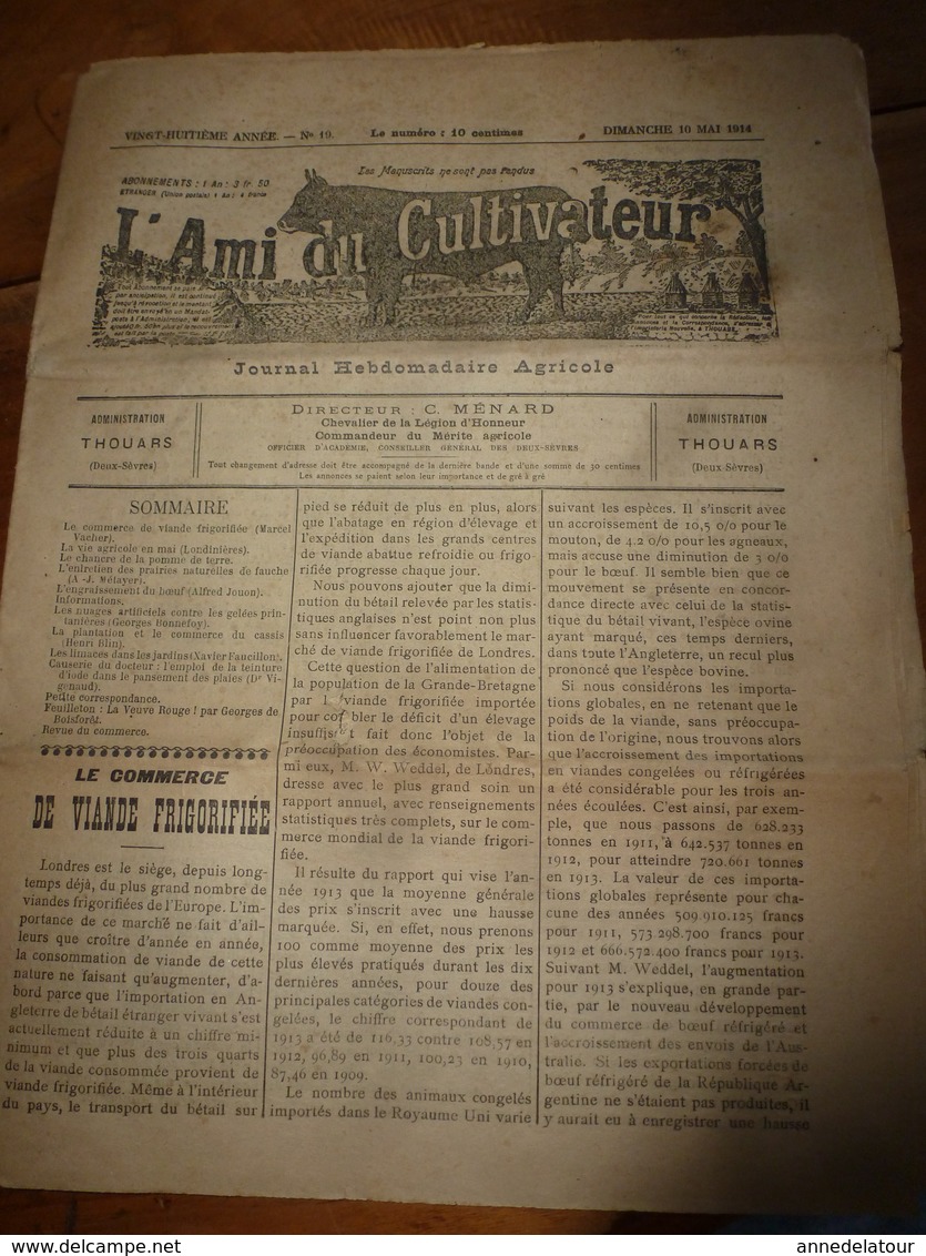 1914 L'AMI DU CULTIVATEUR-->La Viande Frigorifiée;La Production Et Commerce Du Cassis;Comment Faire Un Bœuf Gras;etc - 1801-1900