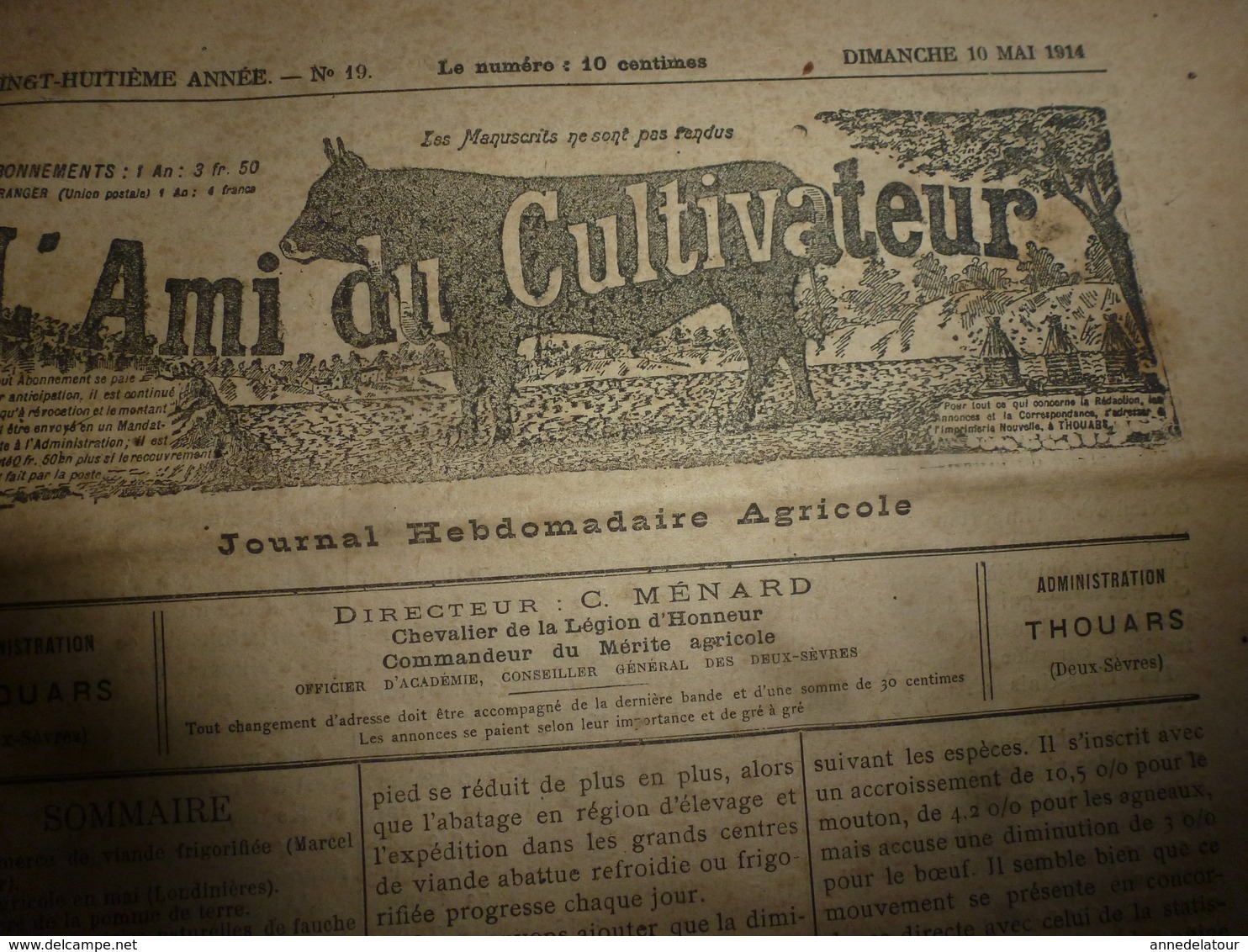 1914 L'AMI DU CULTIVATEUR-->La Viande Frigorifiée;La Production Et Commerce Du Cassis;Comment Faire Un Bœuf Gras;etc - 1801-1900
