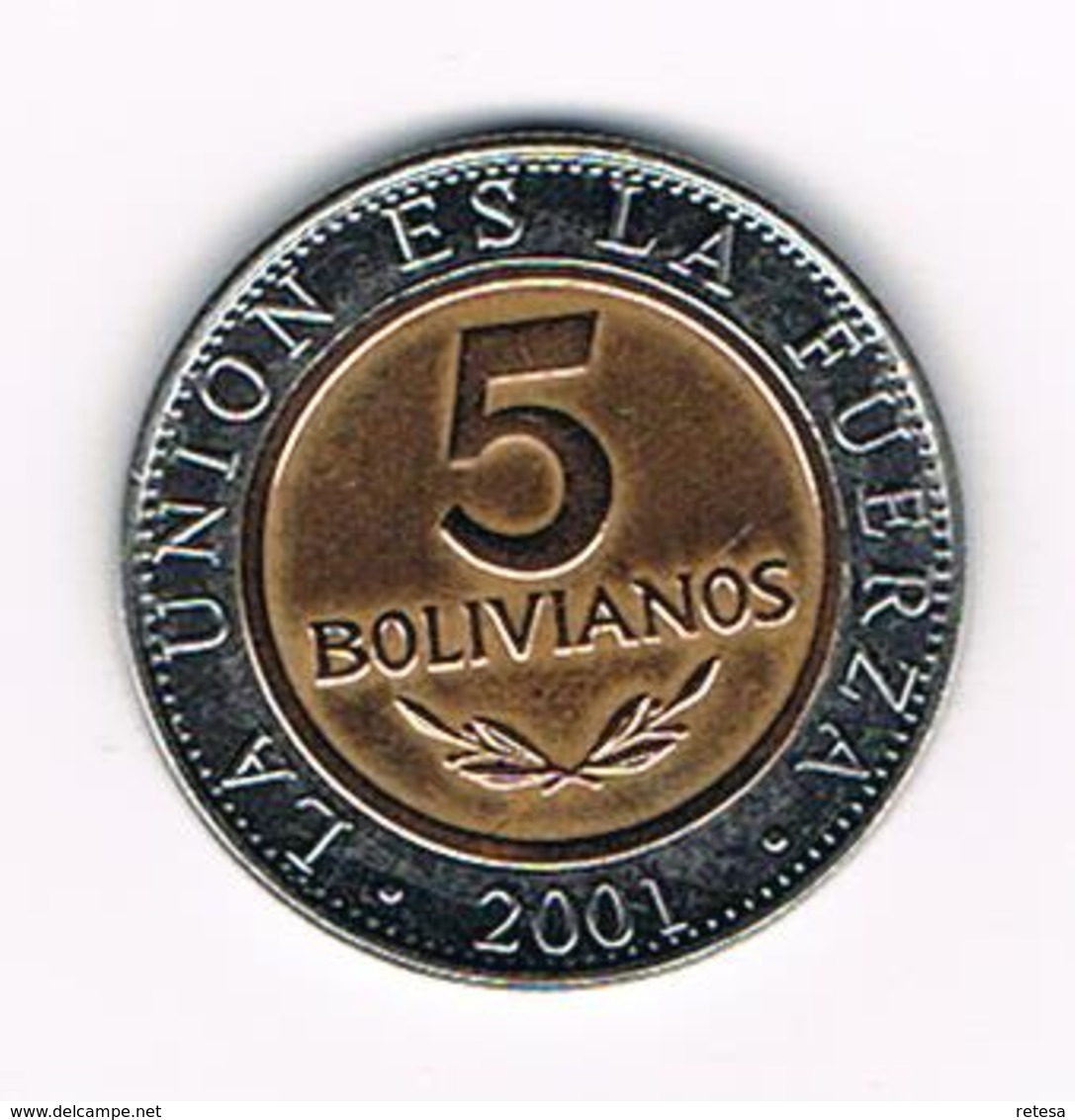 &   BOLIVIA  5   BOLIVIANOS  2001 - Bolivie