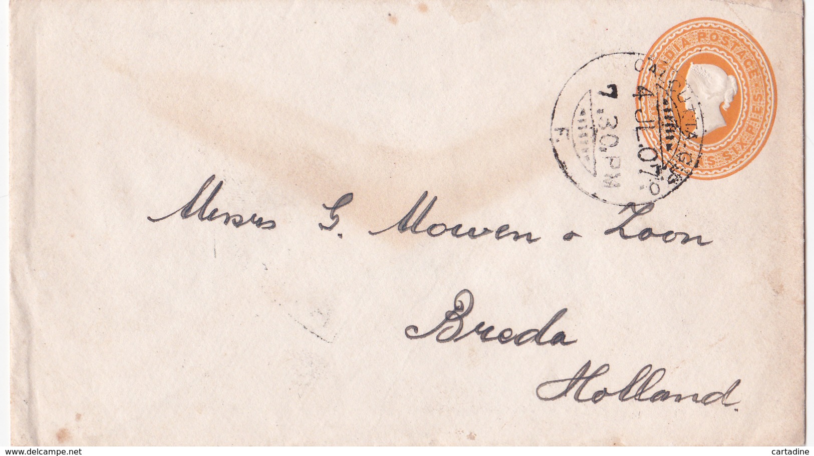 India-Inde 1907 - Victoria - Au Dos: Cachet Consulado Del Peru En Calcutta - Buste