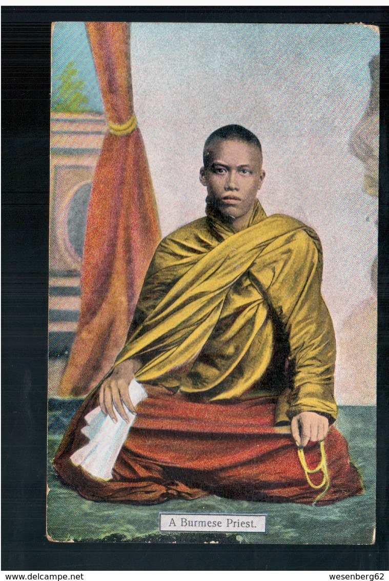 BURMA/ MYANMAR A Burmese Priest Ca 1910 OLD POSTCARD 2 Scans - Myanmar (Burma)