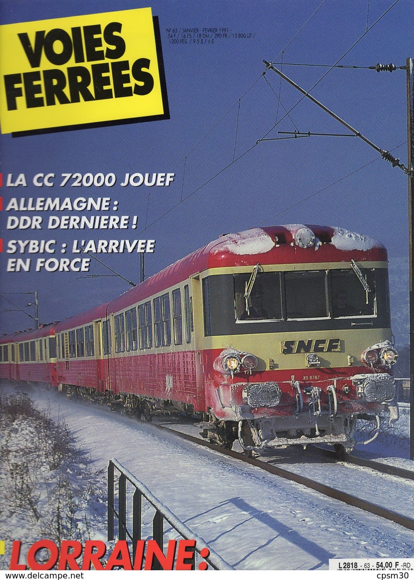 Revue Voies Ferrées N° 063 Sybic, Ceinture Ouest, Draisine, Allemagne, Jura Simplon, Chronofroid, Yoyo, Lorraine Etc.... - Ferrocarril & Tranvías