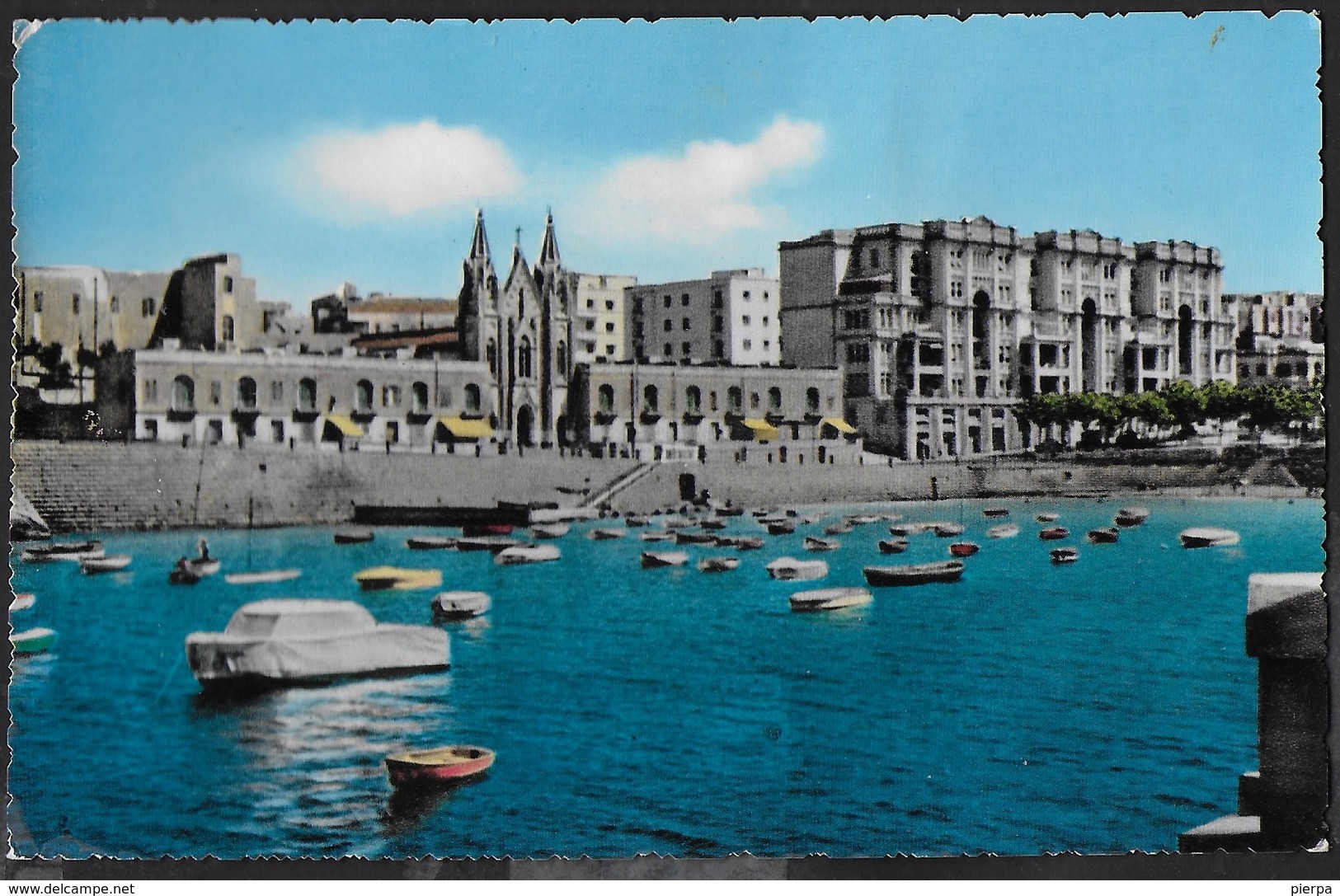 MALTA - BALLUTA BAY - ST- JULIANS - FORMATO PICCOLO - VIAGGIATA 1960 FRANCOBOLLO ASPORTATO - Malta
