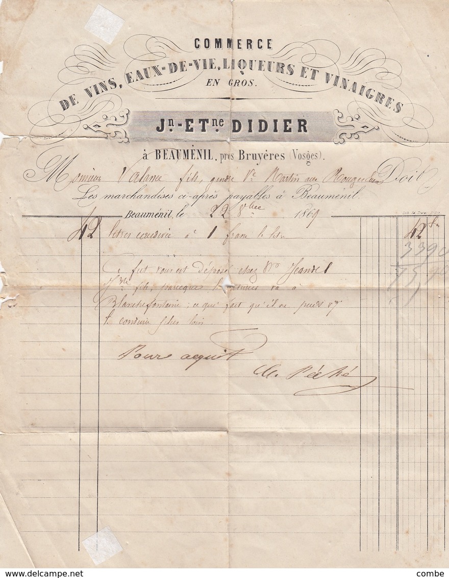 LETTRE. 23 OCT 69. N° 28. VOSGES BRUYERES-EN-VOSGES. GC 661 POUR EAUX ROUGES. VERSO PERLÈ T22 BROVELLIEURES VOSGES/ 2881 - 1849-1876: Période Classique