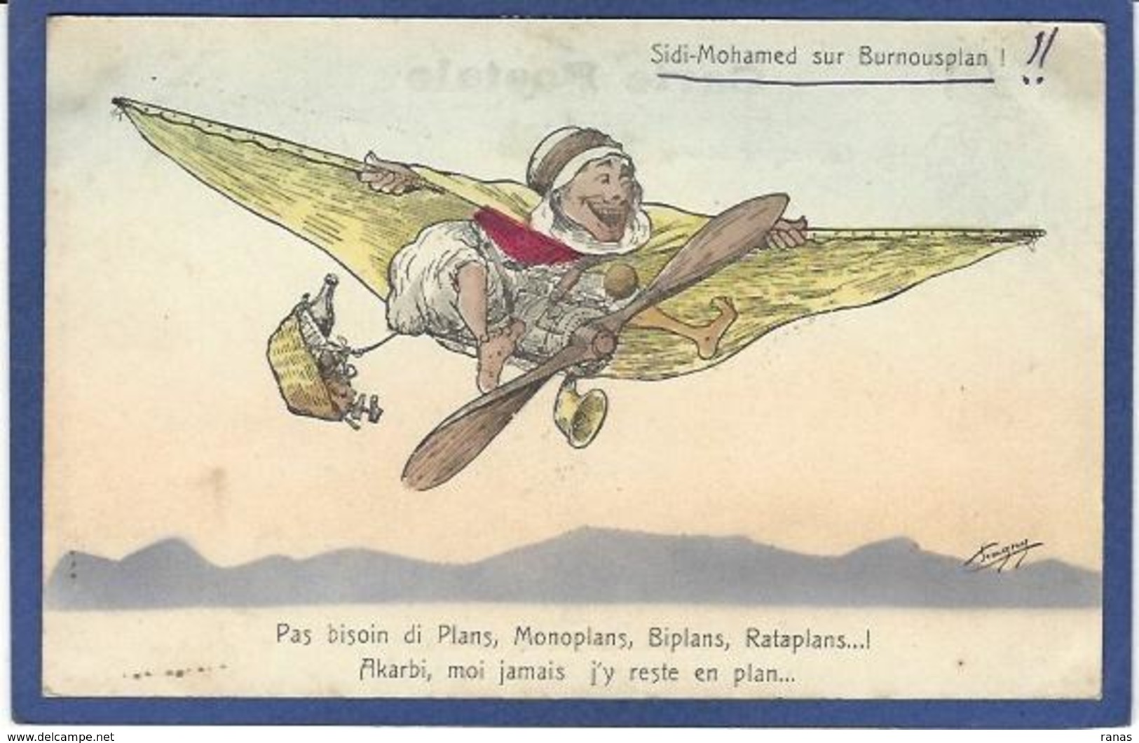 CPA CHAGNY Illustrateur Arabe Aviation Satirique Caricature Circulé Algerie - Chagny