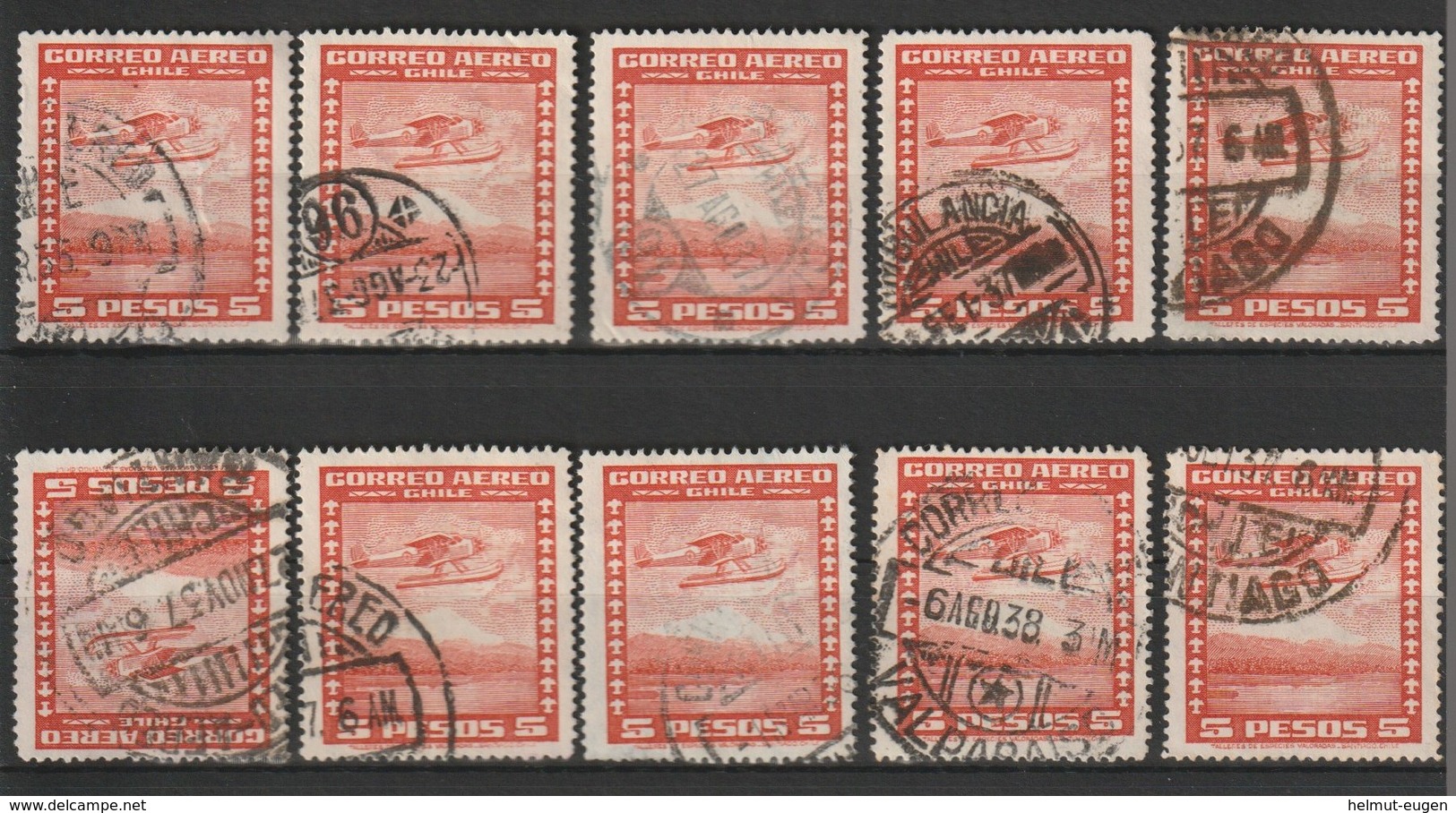 MiNr. 212 Chile / 1934/1952. Flugpost-Auslandsdienst: Landesmotive. - Chile