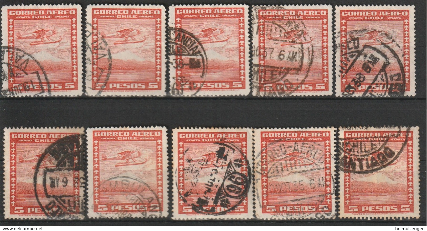 MiNr. 212 Chile / 1934/1952. Flugpost-Auslandsdienst: Landesmotive. - Chile