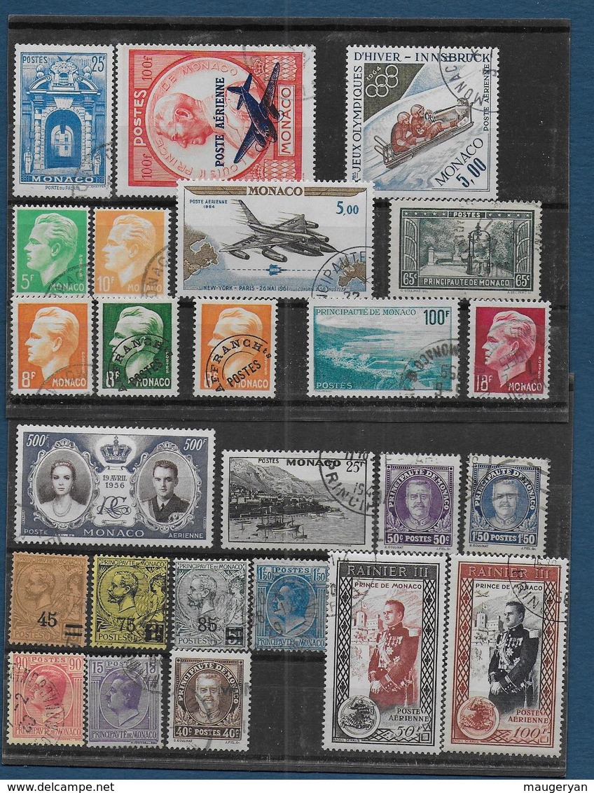 MONACO - Lot De 25 Timbres Oblitérés - Cote : 155,50 €  ( Clas1 ) - Collections, Lots & Séries